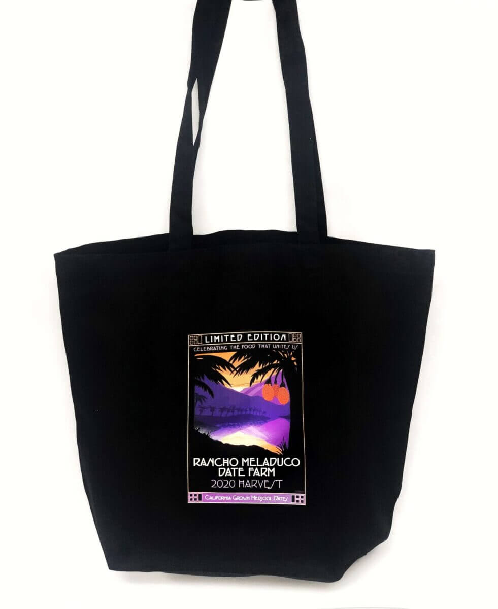 Black tote market bag with 2020 Harvest print